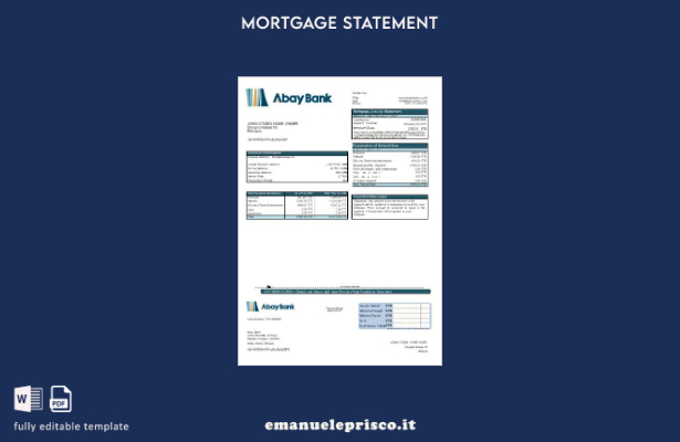 modello di estratto conto mutuo bancario Etiopia Abay in stile verificato
